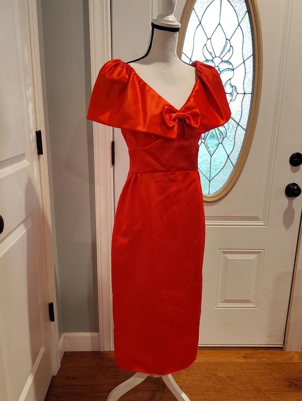 Vintage 80's Dress Vibrant Red